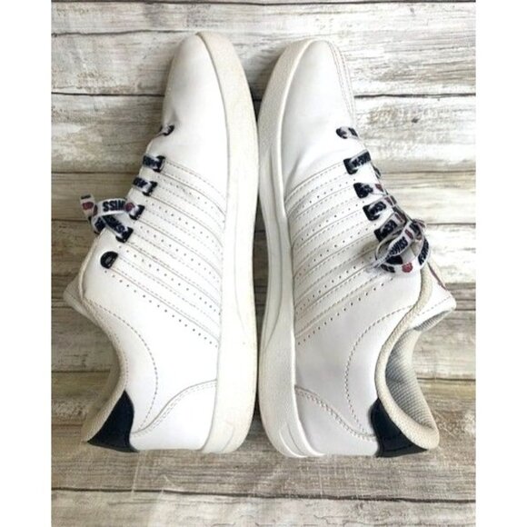 K-Swiss Varsity Unisex Sneakers Size 7 White & Black Leather 83643 - Picture 6 of 8